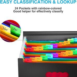 NEW 24 Pockets Expanding File Folder with Blank Labels Accordion File Organizer